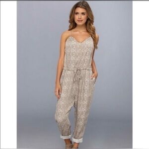 Free People Beige Criss-Cross Back Jumpsuit
